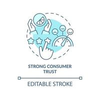 Strong consumer trust turquoise concept icon. Website rating. Good design importance abstract idea thin line illustration. Isolated outline drawing. Editable stroke. Arial, Myriad Pro-Bold fonts used vector