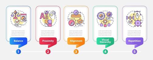 Graphic design principles rectangle infographic template. Art work. Data visualization with 5 steps. Process timeline info chart. Workflow layout with line icons. Myriad Pro-Bold, Regular fonts used vector