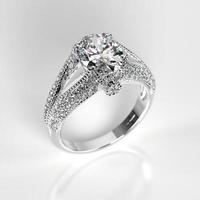 white and platinum engagement ring perspective 3d render