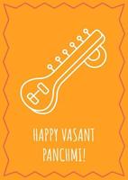 Wishing happy vasant panchami postcard with linear glyph icon. Greeting card with decorative vector design. Simple style poster with creative lineart illustration. Flyer with holiday wish