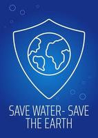 Save water and save planet postcard with linear glyph icon. Greeting card with decorative vector design. Simple style poster with creative lineart illustration. Flyer with holiday wish