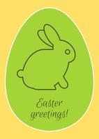 Happy Easter postcard with linear glyph icon. Spring holiday. Greeting card with decorative vector design. Simple style poster with creative lineart illustration. Flyer with holiday wish