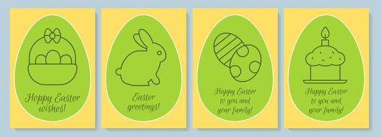 Congratulations on Easter postcard with linear glyph icon set. Greeting card with decorative vector design. Simple style poster with creative lineart illustration. Flyer with holiday wish