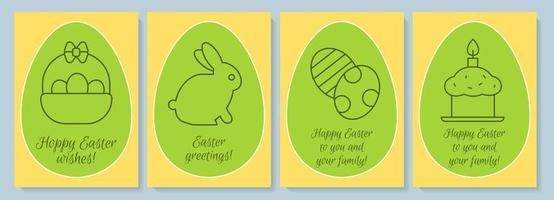 Congratulations on Easter postcard with linear glyph icon set. Greeting card with decorative vector design. Simple style poster with creative lineart illustration. Flyer with holiday wish