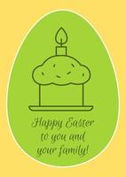 Wishing happy easter to you, your family postcard with linear glyph icon. Greeting card with decorative vector design. Simple style poster with creative lineart illustration. Flyer with holiday wish