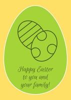 Wishing happy easter to you postcard with linear glyph icon. Greeting card with decorative vector design. Simple style poster with creative lineart illustration. Flyer with holiday wish