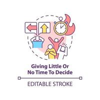 Giving little and no time to decide concept icon. Manipulation example abstract idea thin line illustration. Isolated outline drawing. Editable stroke. Arial, Myriad Pro-Bold fonts used vector