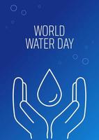 Happy world water day postcard with linear glyph icon. Save freshwater. Greeting card with decorative vector design. Simple style poster with creative lineart illustration. Flyer with holiday wish