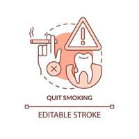 Quit smoking terracotta concept icon. Giving up cigarettes and tobacco abstract idea thin line illustration. Isolated outline drawing. Editable stroke. Arial, Myriad Pro-Bold fonts used vector