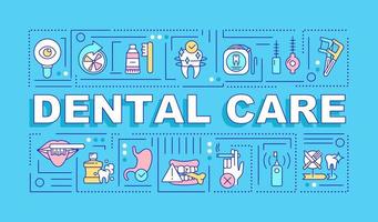 Dental care word concepts blue banner. Maintain healthy gums. Cleaning session. Infographics with icons on color background. Isolated typography. Vector illustration with text. Arial-Black font used