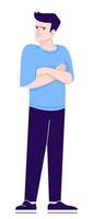 Expressing resentment semi flat RGB color vector illustration. Resentful man with crossed arms on chest isolated cartoon character on white background