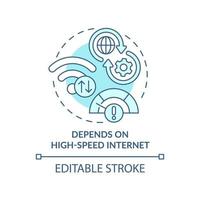 Depends on high-speed internet turquoise concept icon. Technical issues. UCaaS risks abstract idea thin line illustration. Isolated outline drawing. Editable stroke. Arial, Myriad Pro-Bold fonts used vector