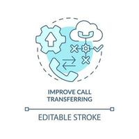 Improve call transferring turquoise concept icon. Easy communication. UCaaS benefits abstract idea thin line illustration. Isolated outline drawing. Editable stroke. Arial, Myriad Pro-Bold fonts used vector
