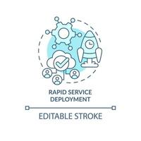 Rapid service deployment turquoise concept icon. Connection tool. UCaaS advantages abstract idea thin line illustration. Isolated outline drawing. Editable stroke. Arial, Myriad Pro-Bold fonts used vector