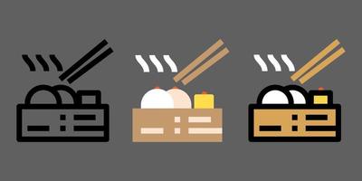 dim sum food icon set vector