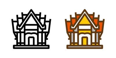 icono de la línea del templo tailandés vector