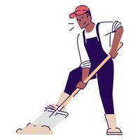 Volunteering in farm semi flat RGB color vector illustration. Male countryman working in field isolated cartoon character on white background