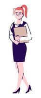 Waitress job semi flat RGB color vector illustration. Job position. Smiling restaurant hostess isolated cartoon character on white background