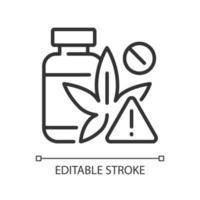 Drug smuggling linear icon. Illegal trafficking. Black market. Thin line customizable illustration. Contour symbol. Vector isolated outline drawing. Editable stroke. Pixel perfect. Arial font used