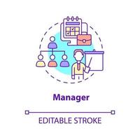 Manager concept icon. Administration and control. Business management career abstract idea thin line illustration. Isolated outline drawing. Editable stroke. Roboto-Medium, Myriad Pro-Bold fonts used vector