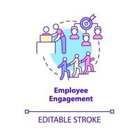 Employee engagement concept icon. Workers commitment and enthusiasm. HR abstract idea thin line illustration. Isolated outline drawing. Editable stroke. Roboto-Medium, Myriad Pro-Bold fonts used vector