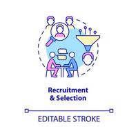 Recruitment and selection concept icon. Checking candidates. HR management abstract idea thin line illustration. Isolated outline drawing. Editable stroke. Roboto-Medium, Myriad Pro-Bold fonts used vector