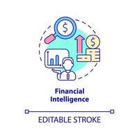 Financial intelligence concept icon. Business management skills abstract idea thin line illustration. Isolated outline drawing. Editable stroke. Roboto-Medium, Myriad Pro-Bold fonts used vector