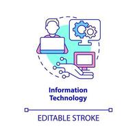 Information technology concept icon. Business management skills abstract idea thin line illustration. Isolated outline drawing. Editable stroke. Roboto-Medium, Myriad Pro-Bold fonts used vector