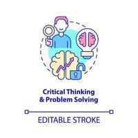 Critical thinking and problem solving concept icon. Management skills abstract idea thin line illustration. Isolated outline drawing. Editable stroke. Roboto-Medium, Myriad Pro-Bold fonts used vector