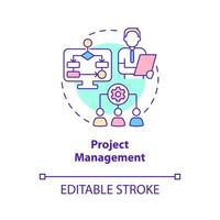 Project management concept icon. Skills for human resources abstract idea thin line illustration. Isolated outline drawing. Editable stroke. Roboto-Medium, Myriad Pro-Bold fonts used vector