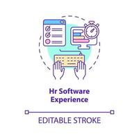 HR software experience concept icon. Skills for human resources abstract idea thin line illustration. Isolated outline drawing. Editable stroke. Roboto-Medium, Myriad Pro-Bold fonts used vector