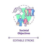 Societal objectives concept icon. Social needs and challenges. HR management abstract idea thin line illustration. Isolated outline drawing. Editable stroke. Roboto-Medium, Myriad Pro-Bold fonts used vector