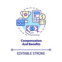 Compensation and benefits concept icon. Salary and rewards. HR management abstract idea thin line illustration. Isolated outline drawing. Editable stroke. Roboto-Medium, Myriad Pro-Bold fonts used vector