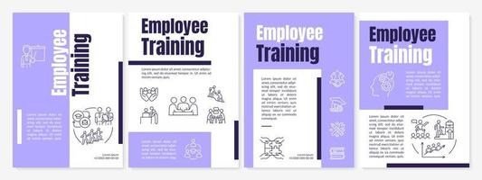 Employee training purple brochure template. HR department. Booklet print design with linear icons. Vector layouts for presentation, annual reports, ads. Anton, Lato-Regular fonts used