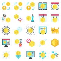 NFT related flat icon set, vector illustration