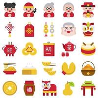 Chinese New Year icon set, vector illustration