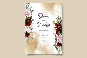 Elegant and luxurious watercolor floral wedding invitation card vector