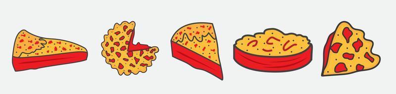 Set of pepperoni pizza slices vector