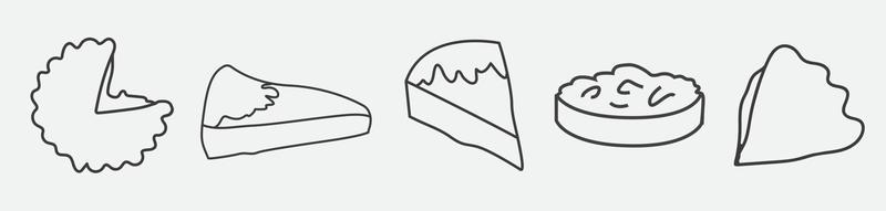 vector de conjunto de iconos de línea de rebanada de pizza