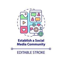 Establish social media community concept icon. Tool of business transparency abstract idea thin line illustration. Isolated outline drawing. Editable stroke. Roboto-Medium, Myriad Pro-Bold fonts used vector