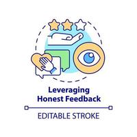 Leveraging honest feedback concept icon. Business transparency providing abstract idea thin line illustration. Isolated outline drawing. Editable stroke. Roboto-Medium, Myriad Pro-Bold fonts used vector