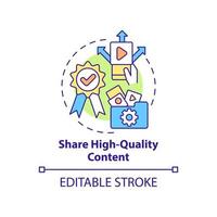 Share high-quality content concept icon. Build trust on social media abstract idea thin line illustration. Isolated outline drawing. Editable stroke. Roboto-Medium, Myriad Pro-Bold fonts used vector