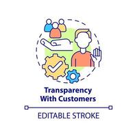 Transparency with customers concept icon. Trustful company service. Business abstract idea thin line illustration. Isolated outline drawing. Editable stroke. Roboto-Medium, Myriad Pro-Bold fonts used vector