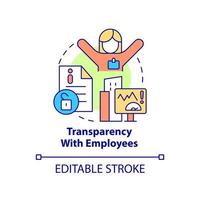 Transparency with employee concept icon. Responsible company business abstract idea thin line illustration. Isolated outline drawing. Editable stroke. Roboto-Medium, Myriad Pro-Bold fonts used vector