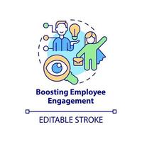 Boosting employee engagement concept icon. Business transparency in company abstract idea thin line illustration. Isolated outline drawing. Editable stroke. Roboto-Medium, Myriad Pro-Bold fonts used vector