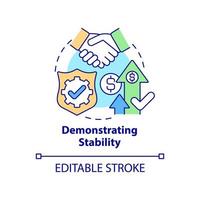 Demonstrating stability concept icon. Business transparency benefits abstract idea thin line illustration. Isolated outline drawing. Editable stroke. Roboto-Medium, Myriad Pro-Bold fonts used vector