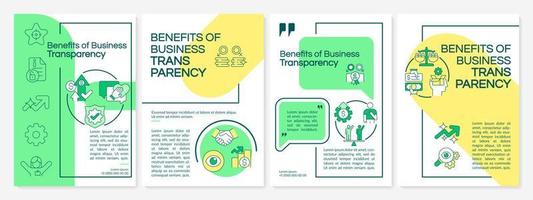 la apertura empresarial mejora la plantilla de folleto verde y amarillo. diseño de impresión de folletos con iconos lineales. diseños vectoriales para presentación, informes anuales, anuncios. fuentes questrial-regular, lato-regular utilizadas vector