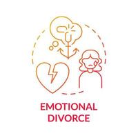 Emotional divorce red gradient concept icon. Painful relationship breakdown. Separation abstract idea thin line illustration. Isolated outline drawing. Roboto-Medium, Myriad Pro-Bold fonts used vector