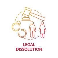 Legal dissolution red gradient concept icon. Socio-economic and cultural separation reasons abstract idea thin line illustration. Isolated outline drawing. Roboto-Medium, Myriad Pro-Bold fonts used vector