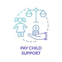 Pay child support blue gradient concept icon. Children rights. Divorce process abstract idea thin line illustration. Isolated outline drawing. Roboto-Medium, Myriad Pro-Bold fonts used vector